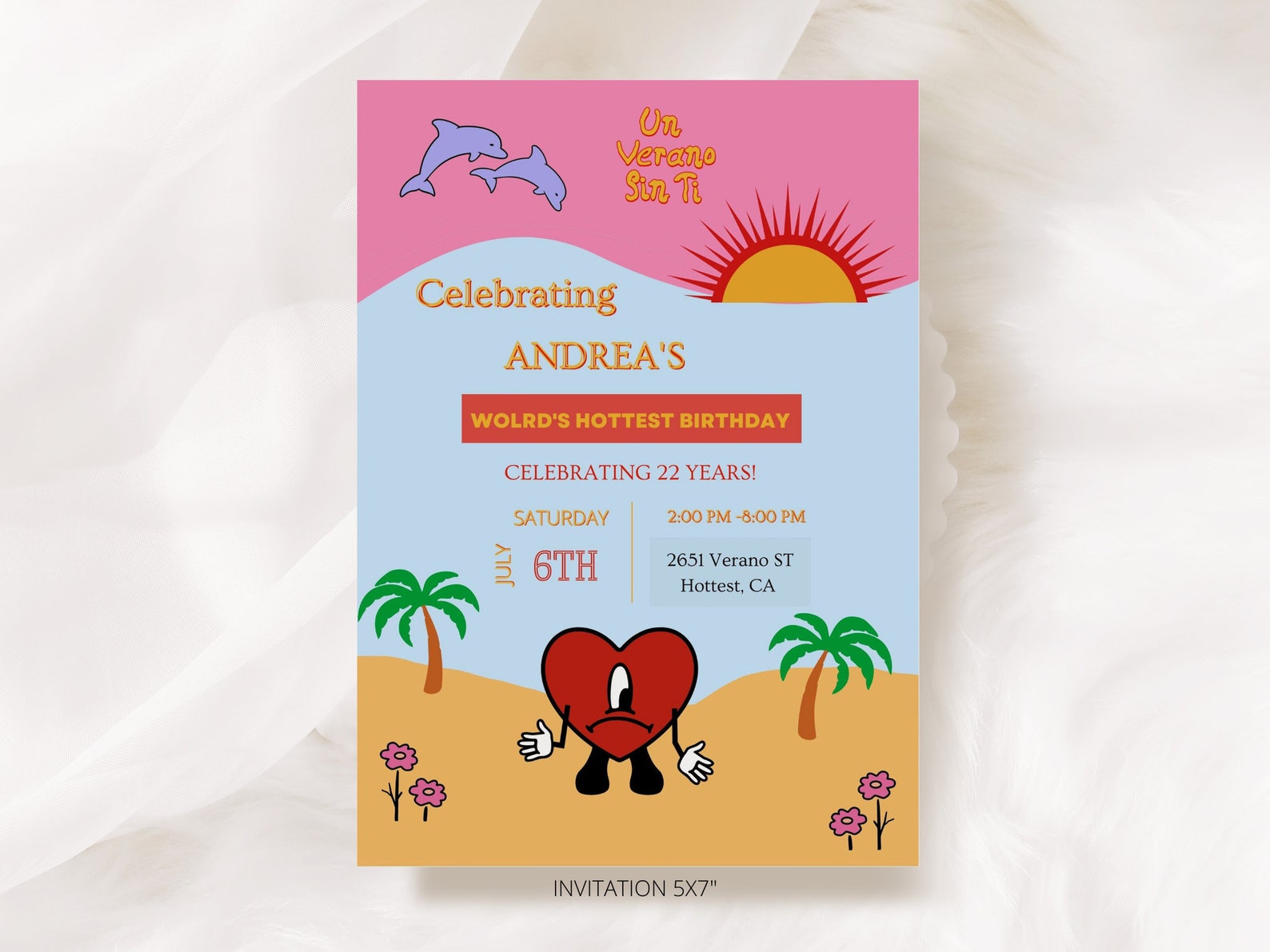 Bad Bunny Birthday Invitation Un Verano Sin Ti World s Etsy