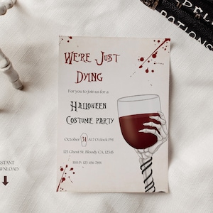 Invito di Halloween per adulti modificabile, festa di Halloween, invito per costumi e cocktail, festa spettrale, download immediato, Canva
