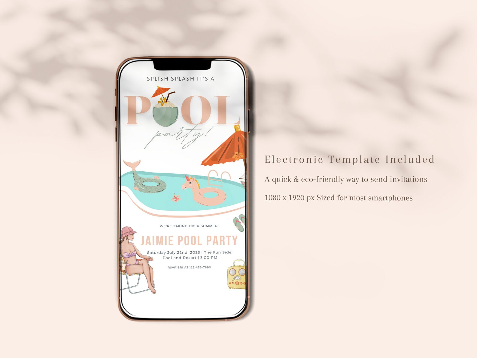 Editable Pool Party Invitation, Summer Splash (digital Download) - Etsy