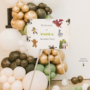 Welcome to Far Far Away! Editable Shrek Birthday Party Welcome Sign, Printable and Customizable for a Memorable Celebration!