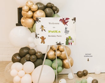 Editable Shrek Birthday Welcome Sign, Far Far Away Party (Printable)