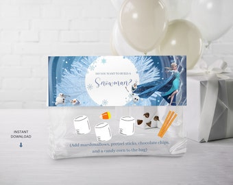 Editable Olaf Treat Bag Toppers - Frozen Party Favors (Digital Download)