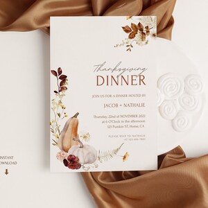 Editable, Friendsgiving Invitation, Thanksgiving invitation, Let's Be Thankful , Autumn Dinner Celebration, Print or Digital, Canva