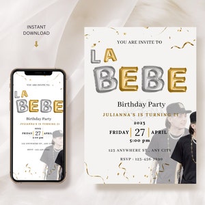 Anpassbare Peso Pluma Geburtstagseinladungsvorlage | La Bebe Geburtstagsparty Thema | Bearbeitbar und druckbar | Sofortiger digitaler Download