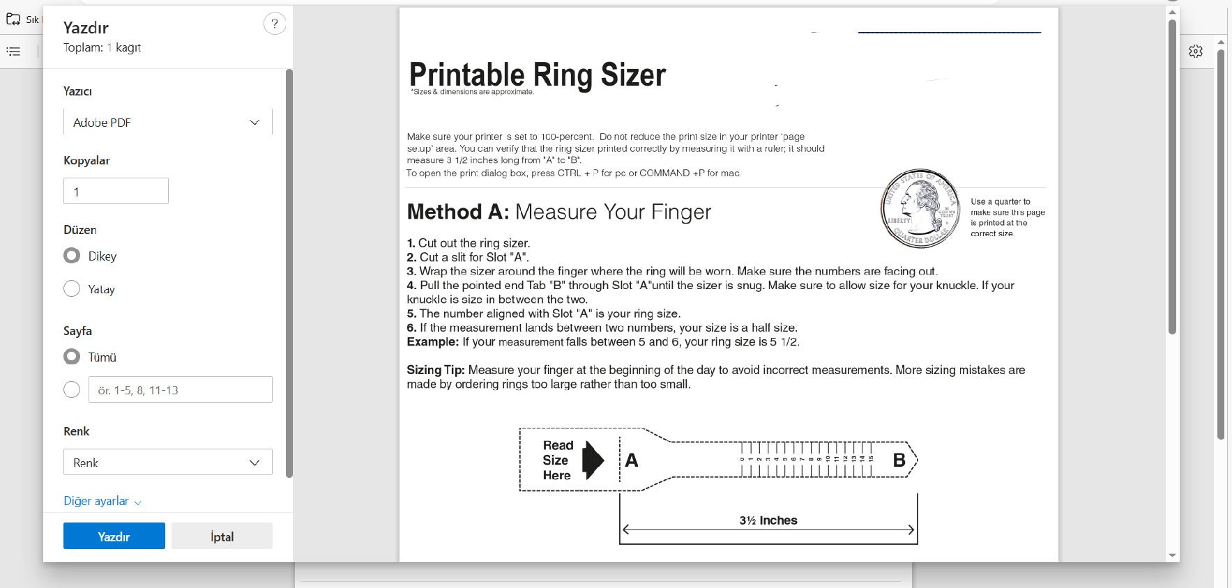 Printable Diamond Ring Sizer Ring Size Finder Ring Size Measure  International Ring Size Chart Ring Sizer Tool Instant Download 
