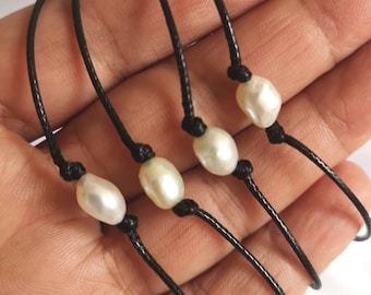 Freshwater pearl bracelet, freshwater nugget, pearl nugget bracelet, minimalist adjustable cord bracelet, pearl bracelet, June birthday.