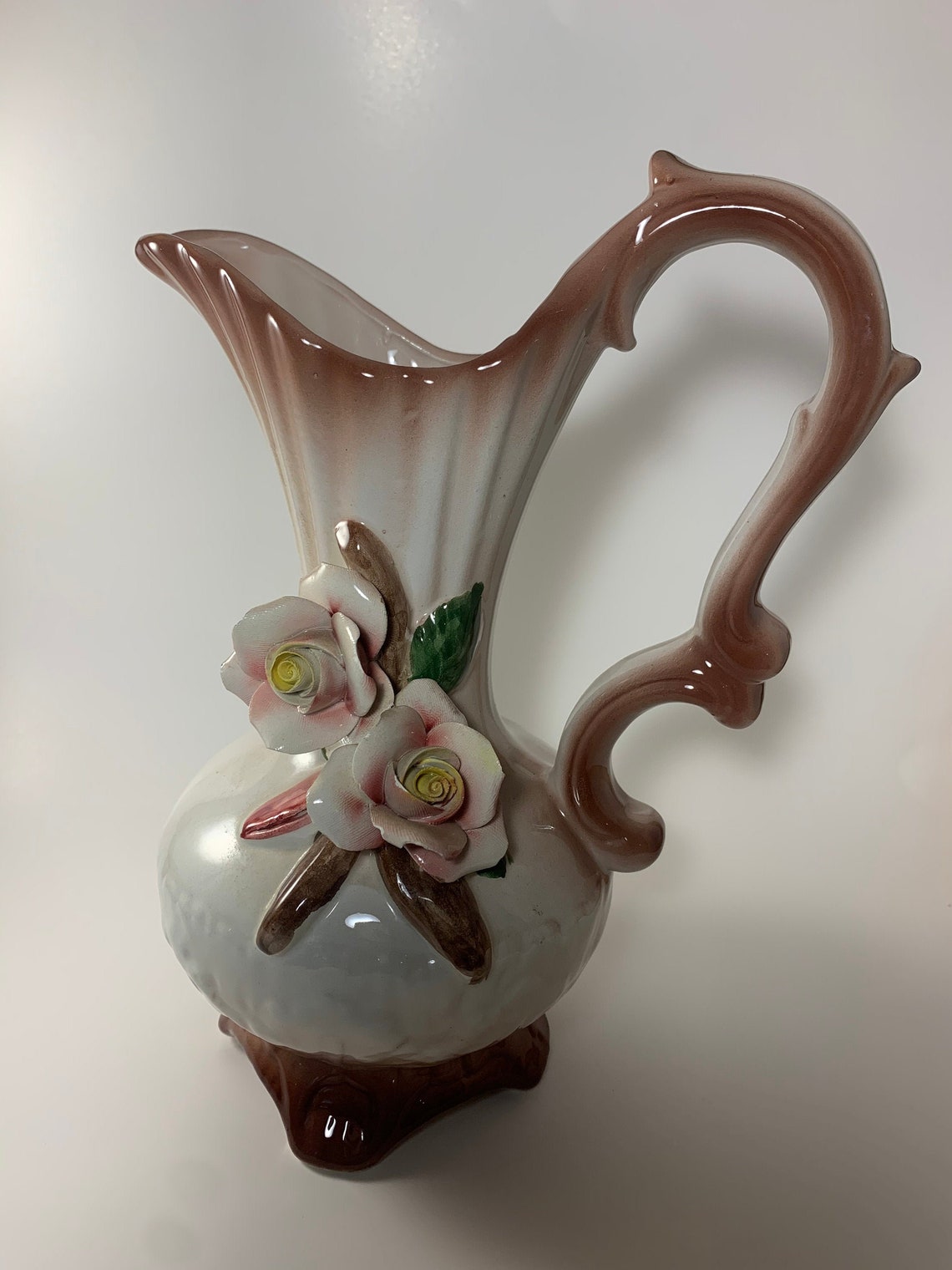 Vintage Capodimonte Porcelain Pitcher Vase Etsy