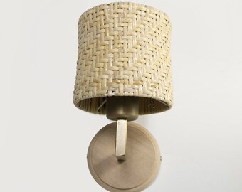 Handmade Rattan Wall Sconce, Bamboo Accent Lamp