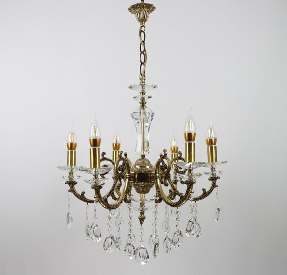 CAST BRASS CHANDELIER Antique Brass Chandelier Chandelier With 6