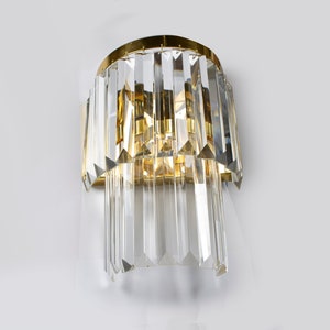 Vintage Crystal Wall Sconce: Gold Finish, Handmade Lighting