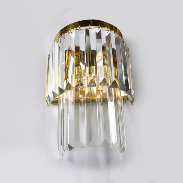 CRYSTAL SCONCE, Vintage Wand Schansen met Kristallen, Wandlamp, Muur Schans, Lichten, Schansen, Decoratie, Een Licht, Gouden Kleur