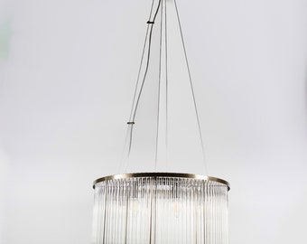 Modern Glass Chandelier: Bronze Finish, Luxury Lighting, Handmade