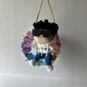 Junior H Crochet Doll: Handmade Car Mirror Accessory