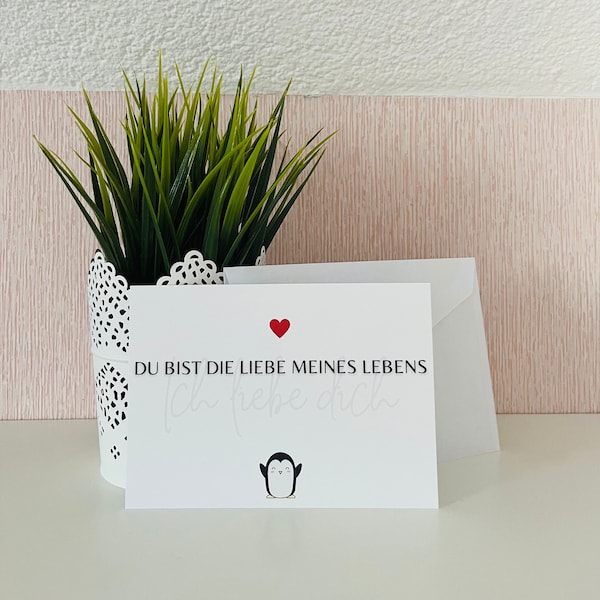 Postkarte Pinguin - Liebevolle Postkarte - romantische Postkarte - Liebe - Grußkarte