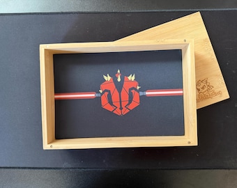 Darth D20 Bamboo Dice Tray with Magnetic Lid
