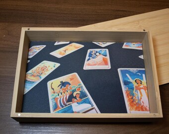 Tarot-tärningsbricka i bambu med magnetiskt lock