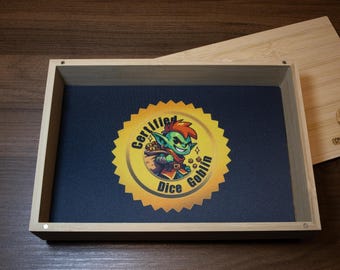 Certifierad tärningsbricka i bambu med magnetiskt lock, Goblin