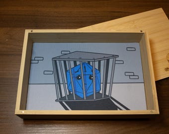 Tärningsfängelse i bambu med magnetiskt lock