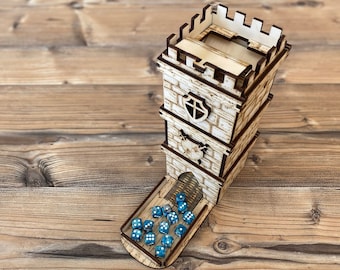 Medieval Dice Tower / Dice Tower in Medieval Style / Personalizable / Birch Wood