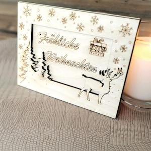 Karte / Gutschein aus Holz mit personalisiertem Text zum Verschenken | Geburtstag, Weihnachten, Dankeskarte, Glückwünsche, 3D