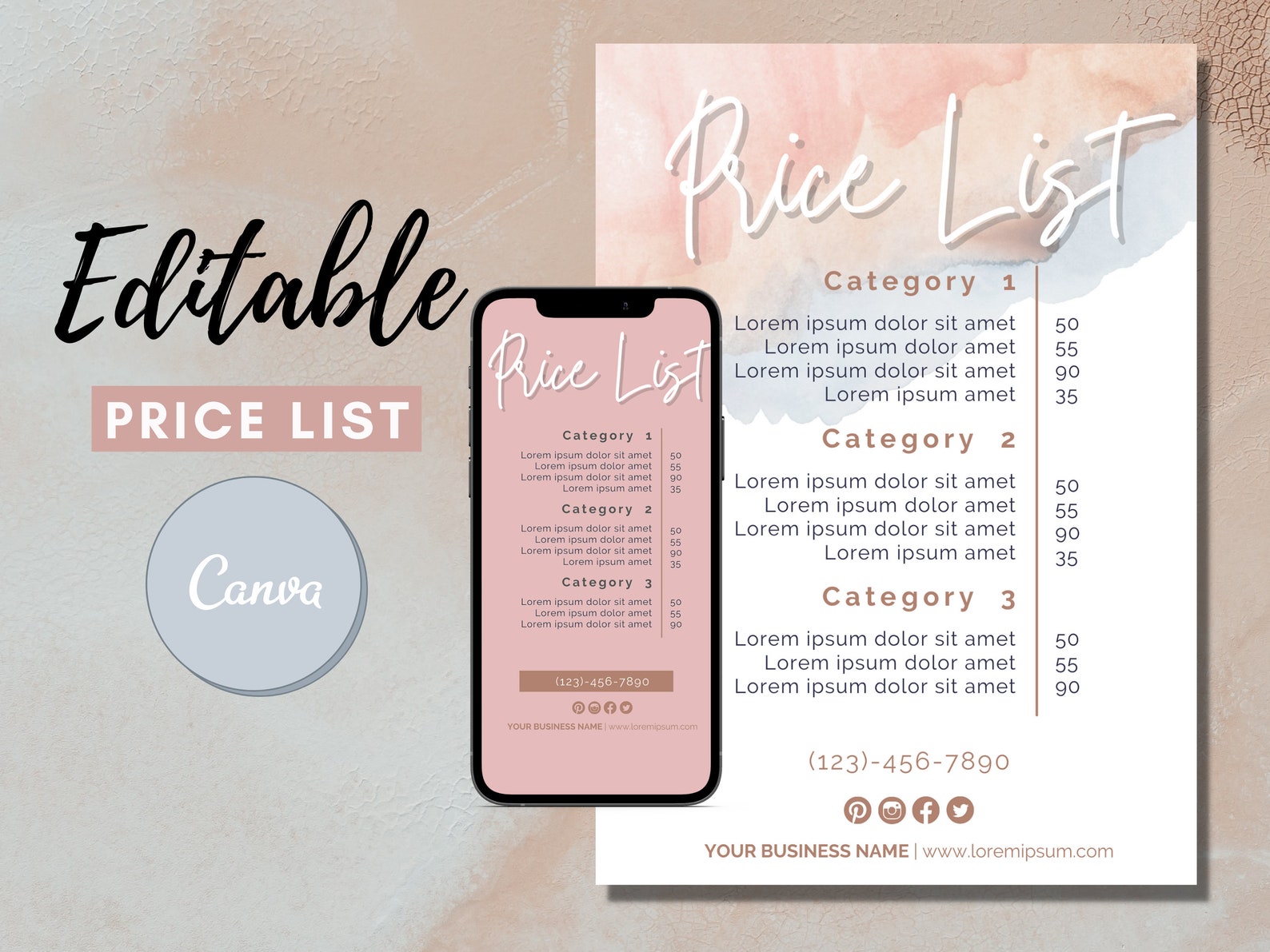 Canva Price List Template Editable Salon Template Beauty Etsy UK Canva Price List Template Editable Salon Template Beauty Etsy UK