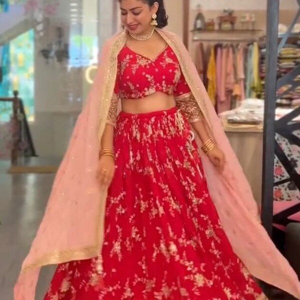 Premium Boomer Silk Lehenga Set – Thread Embroidery, Coding & Sequins Work main image 0