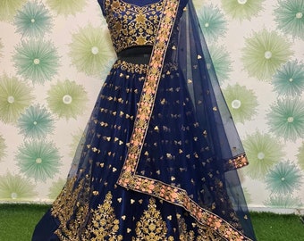 Mariée Lehenga Choli en tissu net Travail lourd Mariage indien Lehenga Designer Lehenga pour femmes, Lehenga Choli avec chemisier et Dupatta