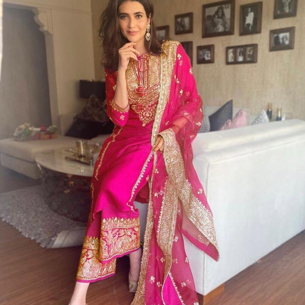 Pink Salwar Kameez, Indian Dress, Wedding Top, Kurti Plazzo Set, Pakistani Dress, Festival Wear, Anarkali Suit, Bridal Dress, Designer Kurti