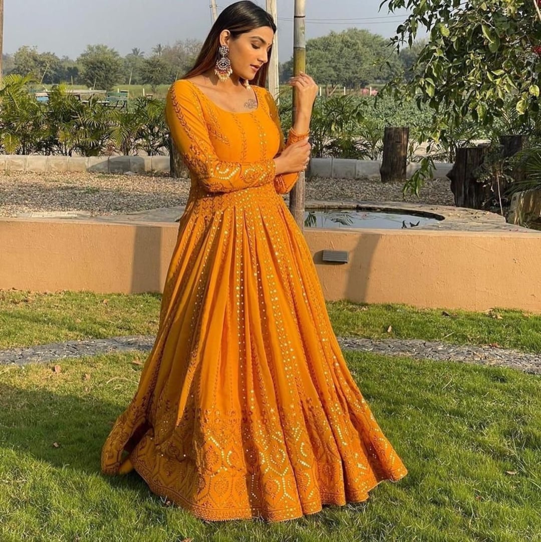 Wildflower Mustard Anarkali Suit  Yellow anarkali suits simple Anarkali  suit Yellow anarkali suits