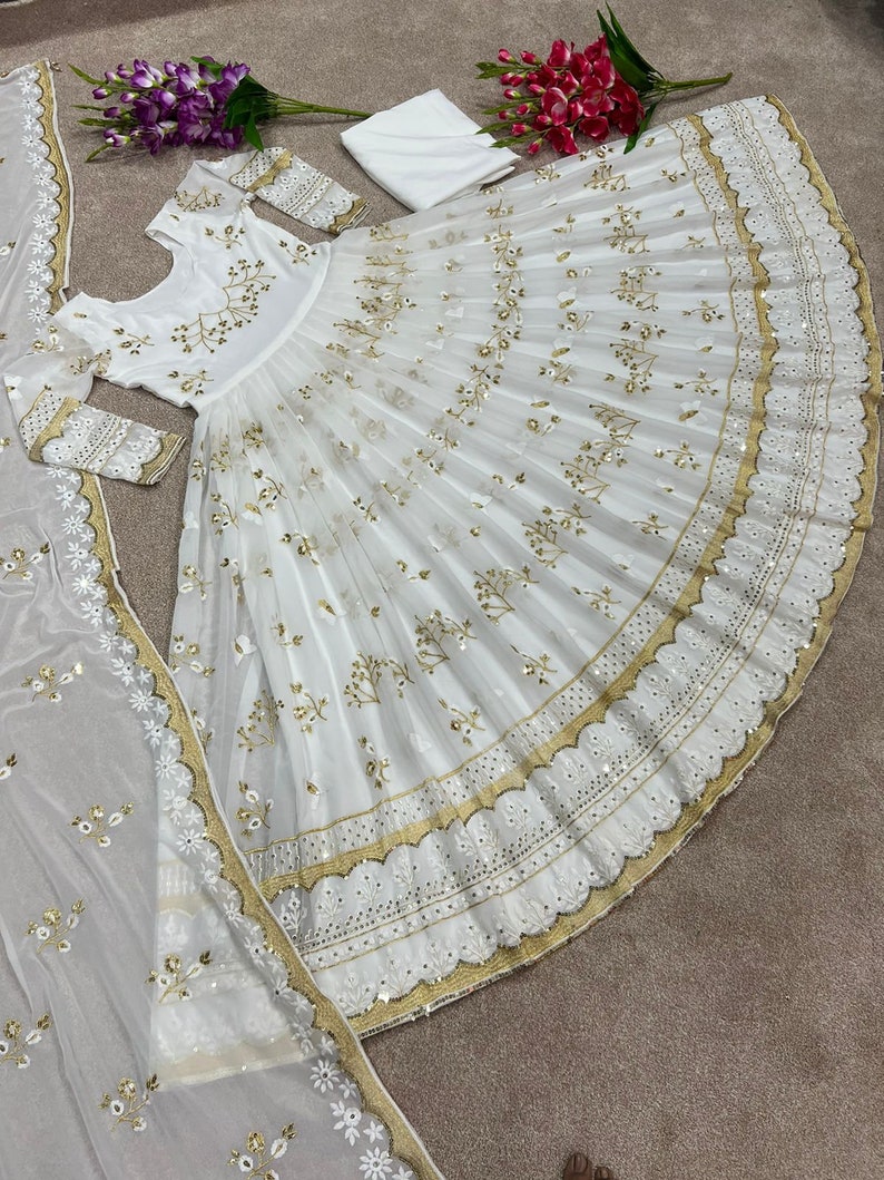 Elegant White Anarkali Gown Indian Wedding Reception Wear - Etsy