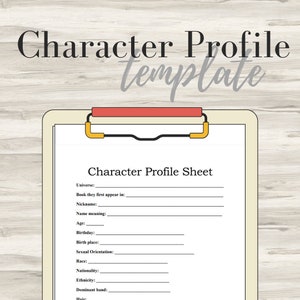 Character Profile Sheet (Basic) 61 Questions