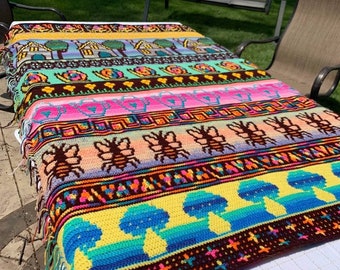 Cottagecore Overlay Mosaic Crochet Blanket Pattern