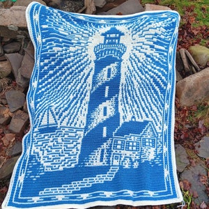 Lonely Lighthouse Overlay Mosaic Crochet Blanket Pattern