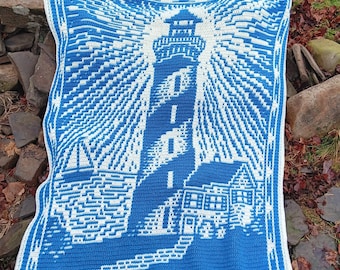 Lonely Lighthouse Overlay Mosaic Crochet Blanket Pattern