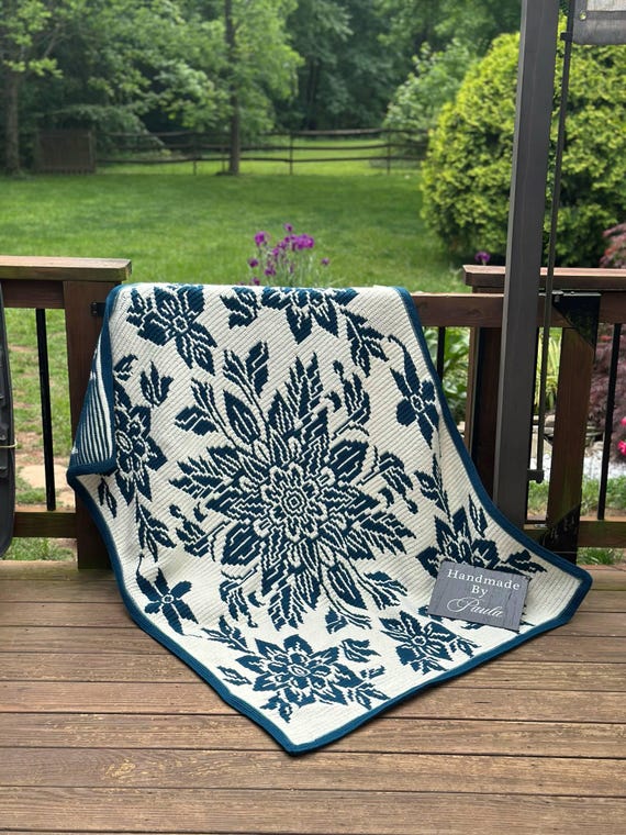 Nordic Bloom Overlay Mosaic Crochet Floral Blanket Pattern - Etsy