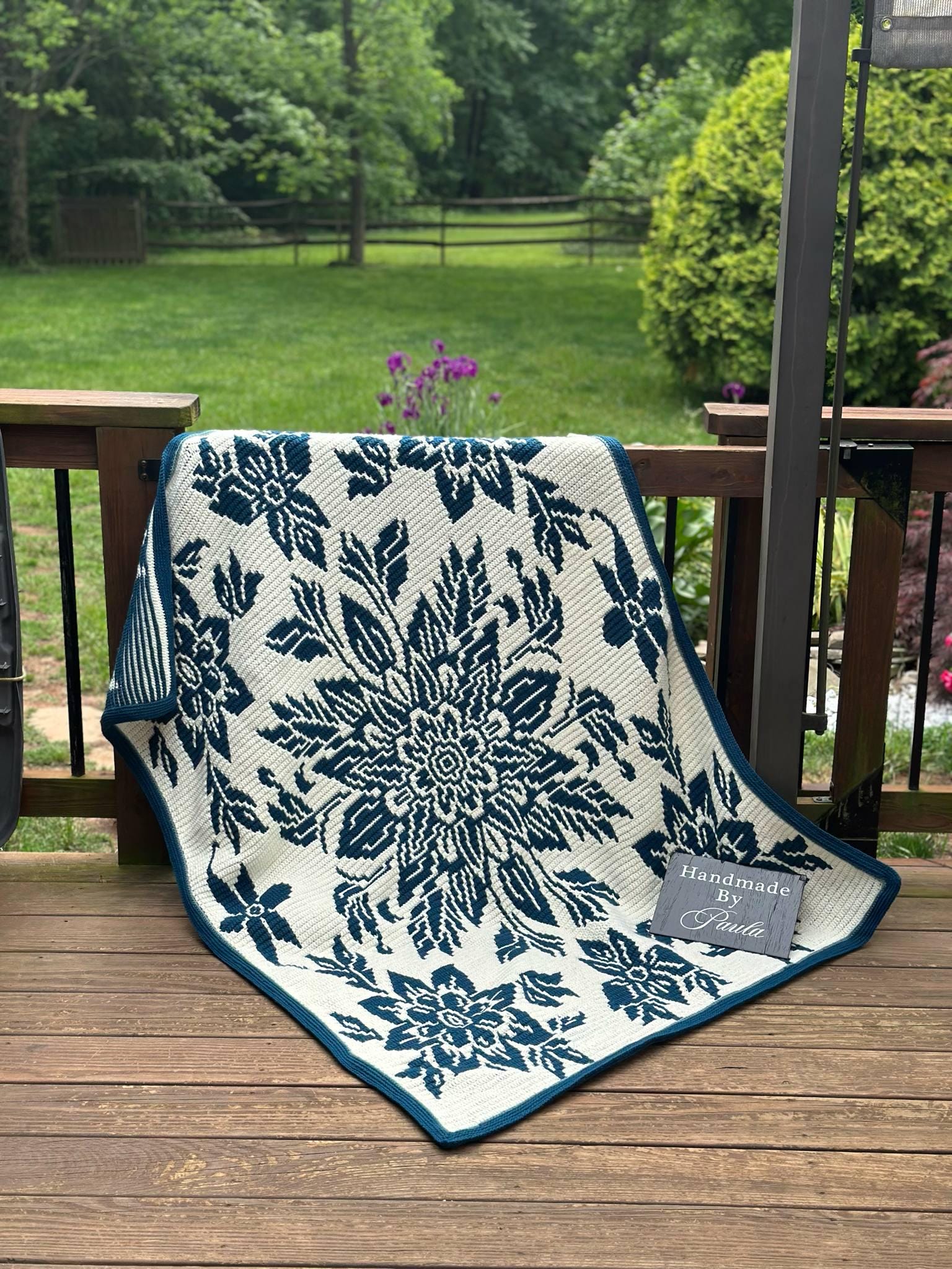 Nordic Bloom Overlay Mosaic Crochet Floral Blanket Pattern - Etsy