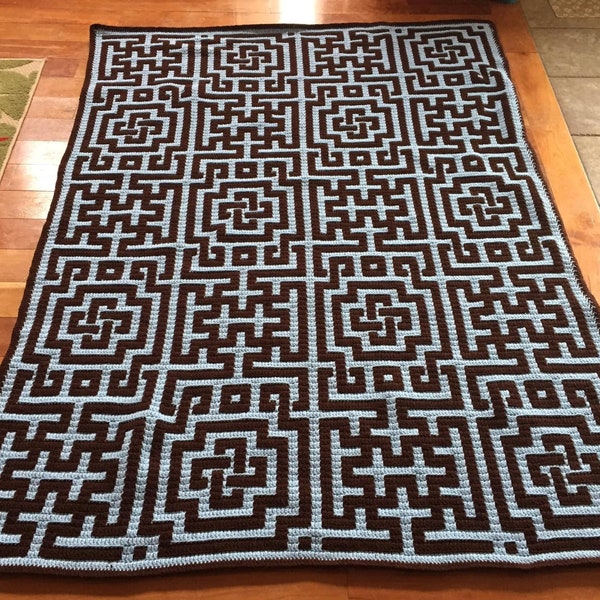 Motif de crochet en mosaïque de superposition de labyrinthe celtique
