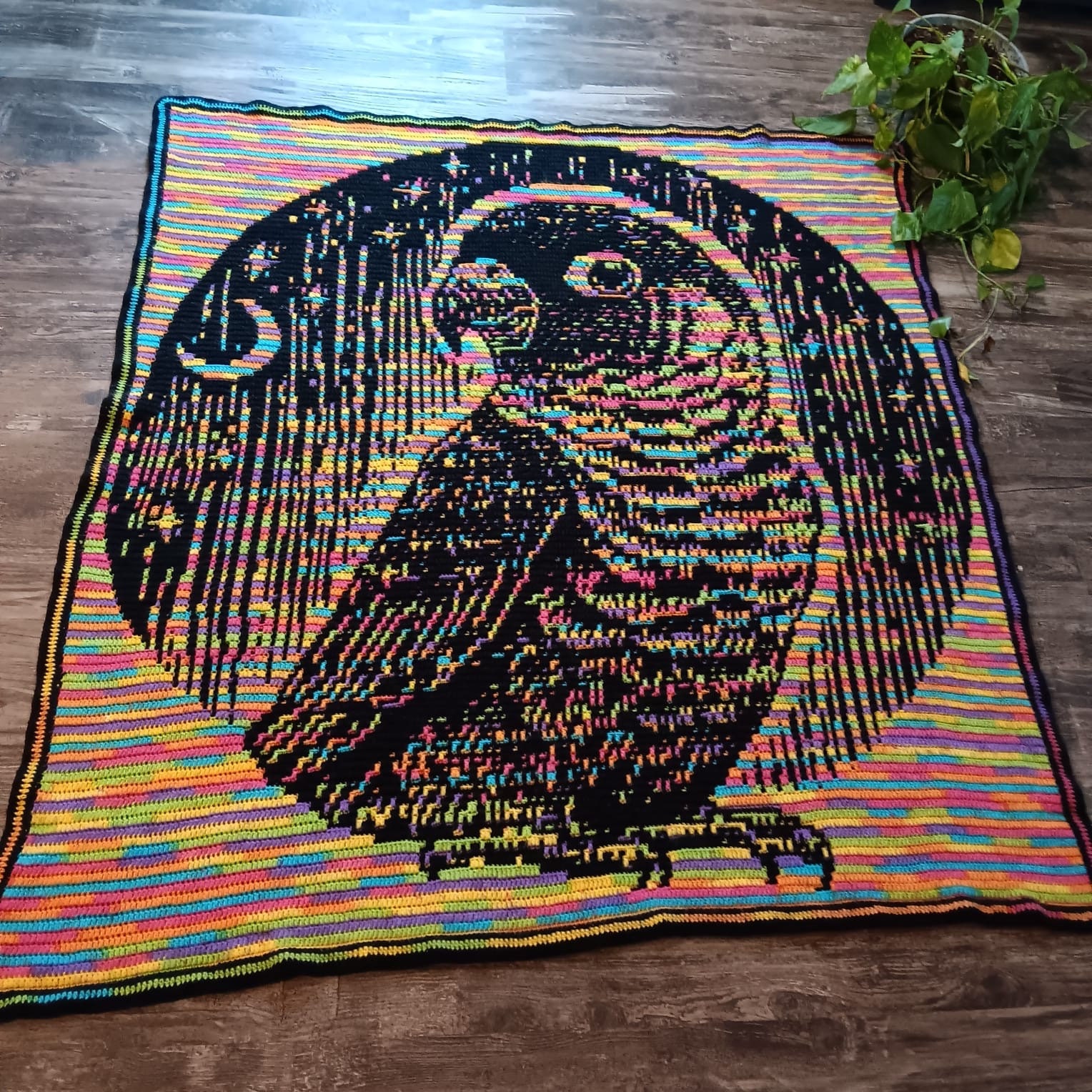 Little Green Feather Green Cheek Conure Overlay Mosaic Crochet