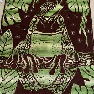 Forest Frog Overlay Mosaic Crochet Blanket Pattern