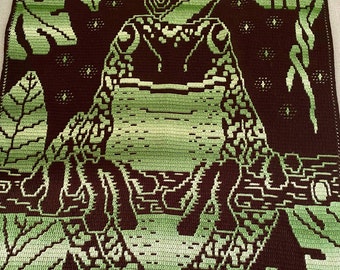 Forest Frog Overlay Mosaic Crochet Blanket Pattern