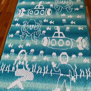 Undersea Adventure Overlay Mosaic Crochet Blanket Pattern