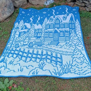 Home For Christmas Overlay Mosaic Crochet Blanket Pattern