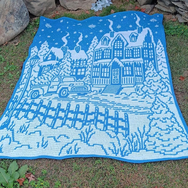 Home For Christmas Overlay Mosaic Crochet Blanket Pattern