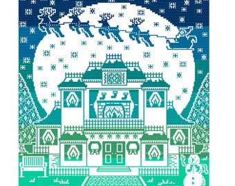 Heartwarming Hilltop Holiday House Overlay Mosaic Crochet Blanket Pattern