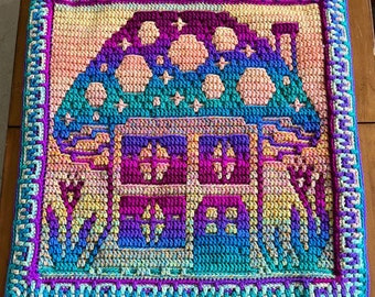 Mushroom Cottage Overlay Mosaic Pattern