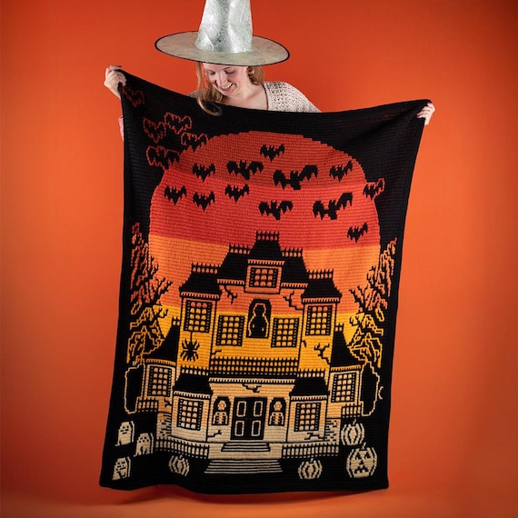 Haunted Hilltop Horror House Overlay Mosaic Crochet Pattern - Etsy