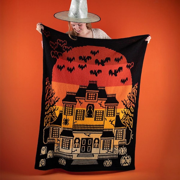 Patrón de crochet de mosaico superpuesto para la casa de terror de la colina embrujada