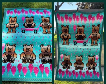 Teddy Bear Parade Overlay Mosaic Crochet Pattern