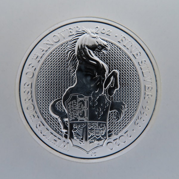 2020 UK - Queen's Beasts White Horse of Hanover - 2 oz Silver Coin