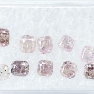 ALGT Certified 10 Natural Diamonds - Cushion/Square Cushion Cuts - 1.79ct - Natural Very Light to Fancy Intense Pink - SI/I3